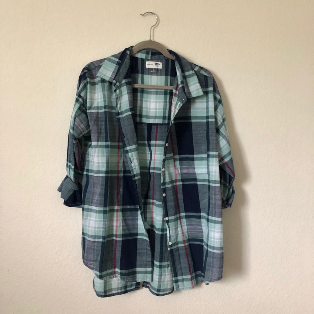 Oversized boyfriend plaid shirt
